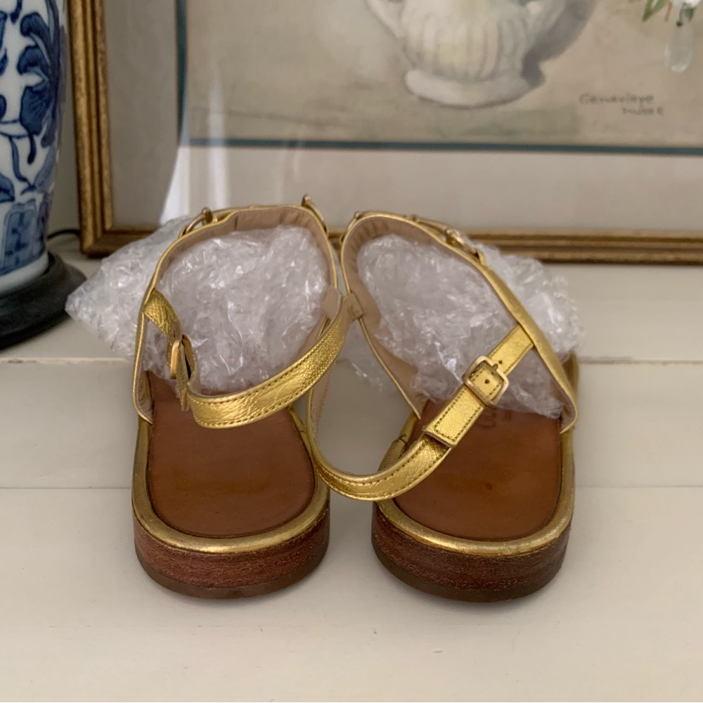 Gucci Horsebit Gold Metallic Flat Sandals - Picture 7 of 14